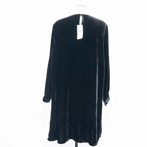 Eileen Fisher  Petite Silk Blend Velvet Crew Neck Dress