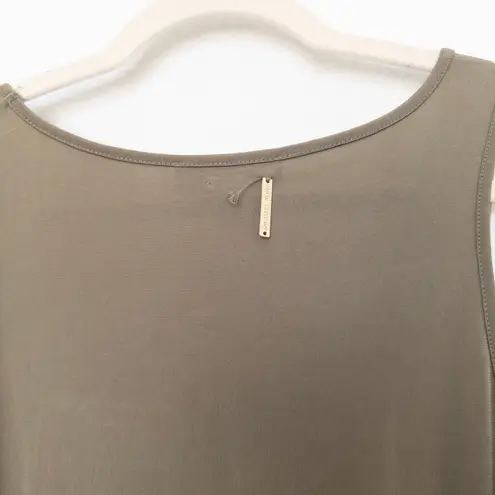 Michael Kors Womens Maxi Dress Olive Green Sleeveless Minimalist Chic Lagenlook Green Size L