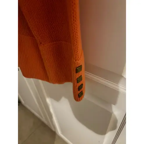 Windridge Cheryl Nash Orange Knit Zipper Front Cardigan Sweater Women M Size M