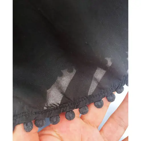 Patrizia Pepe Romper Women's S Smocked Neck & Waist Pom Pom Trim Silky Black