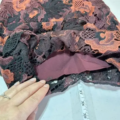 Alexia Admor Womens Lined Sleeveless Lace Midi Sheath Dress Burgundy Black Small