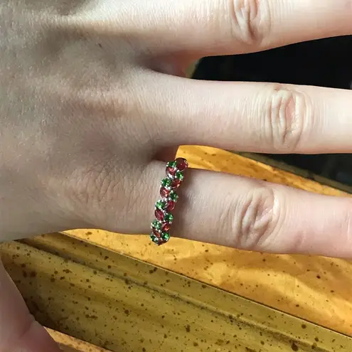 Natural Red Sapphire Chrome Diopside Sterling Silver Ring Size 10