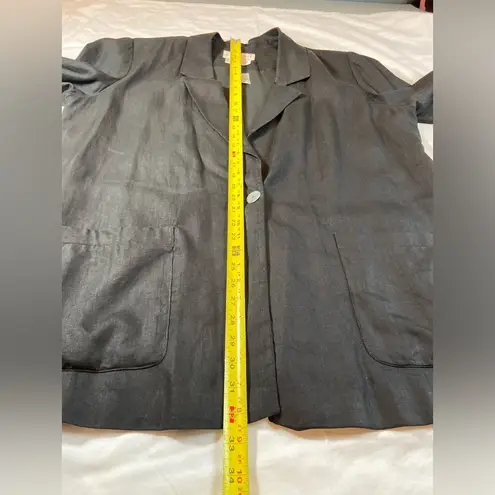 August Silk Bloomingdales Linen Blazer Black Lined size 18