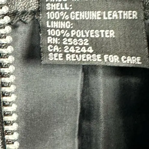 Cripple Creek Genuine Leather Rhinestone and Fur Jacket Black size Medium