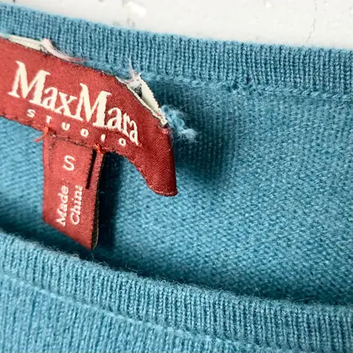 MaxMara Studio Womens Cashmere Wool Dress With Infinity Scarf Teal Blue Small