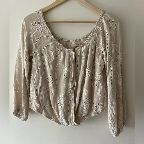 The Impeccable Pig Boho Long Sleeve Flowy Floral Embroidered Blouse