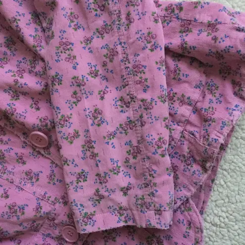 Coffee Shop Y2K Floral Corduroy Pink Blazer Jacket - Sz Medium