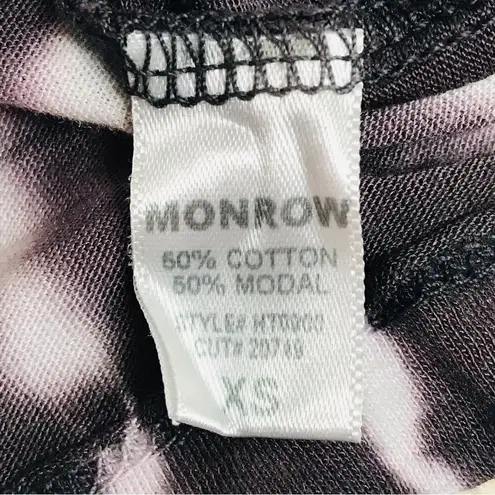 MONROW Cropped Tie Dye Babydoll Tee Short Sleeve Drawstring Gray Size XS New