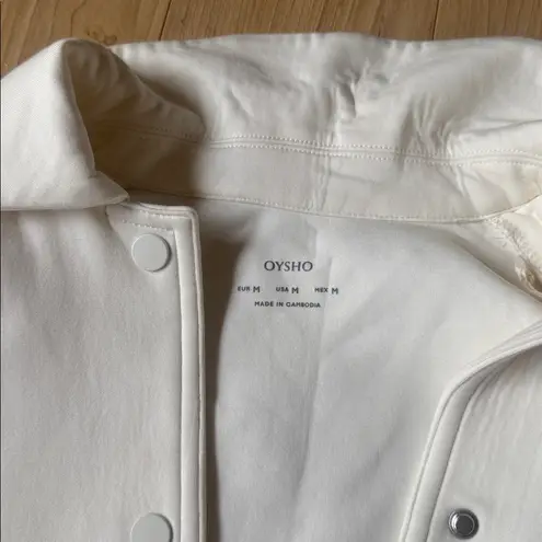 Oysho NWT White Bomber Jacket Minimalist Varsity Style