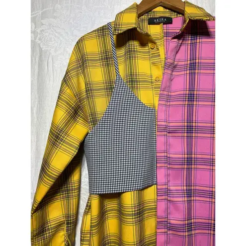 Akira  Dress Small Shirt Patchwork Plaid Mini Clueless 90s Style