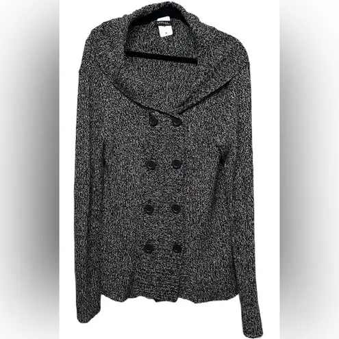 Effeci Women’s Black White Cardigan Button Knit Sweater Hat L/XL (No Sz Tag)