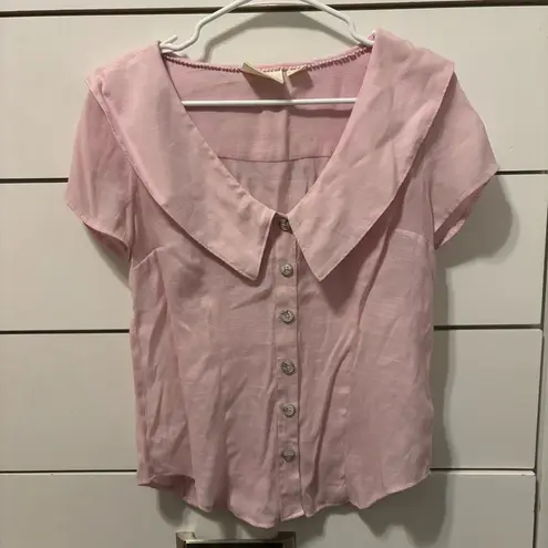 Anthropologie  Maeve Pink Collared Top