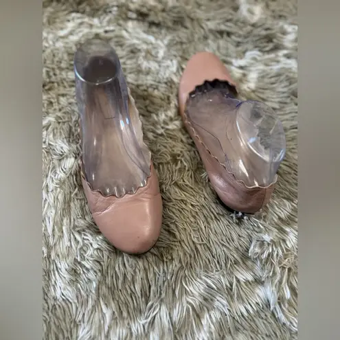 Chloé Chloe Lauren Scalloped Leather Pink Tea ballets flats size 39/9