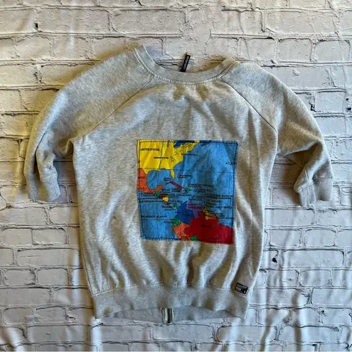 Superdry Full Zip Sweatshirt Medium Gray World Map Womens Unisex Globe Travel