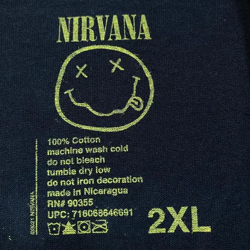 Nirvana Nevermind Tour Smiley Promo Logo Grunge Band Tee 2X 