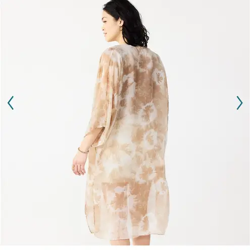 Sonoma  Radial tie dye kimono tan white coverup