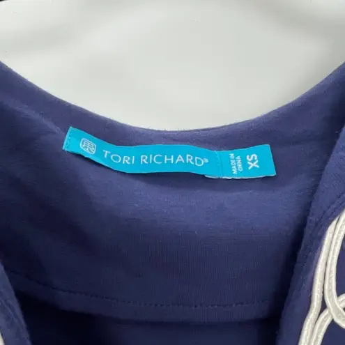 Tori Richard Womens Navy Blue Embroidered Bell Sleeve Tunic Boho Dress Size XS - Image 9