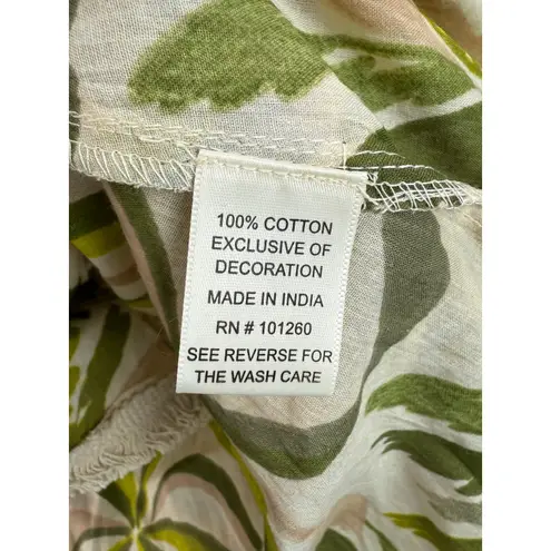 True Destiny NWT True Destinations Women's M Palm Print 3/4 Sleeve Tassel Fringe Tunic Dress