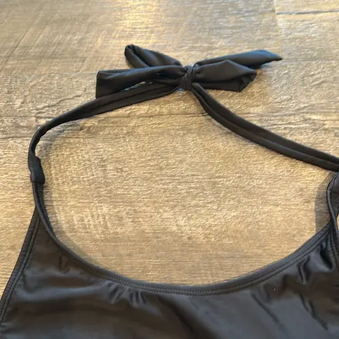 Coral Reef Medium Racha Black Halter Tie Bikini Top NWOT