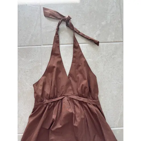 Vintage Dress Womens Size 2 Brown Halter Babydoll Bubble Hem Y2K Boho Hoco Party