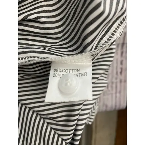 Aisew Button Front Shirt Womens L Pin Striped Long Sleeve Collared NEW Gray Size L
