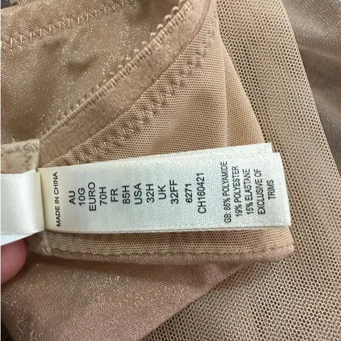 NWT Glossies Sheer Moulded Bra Beige Size US 32H