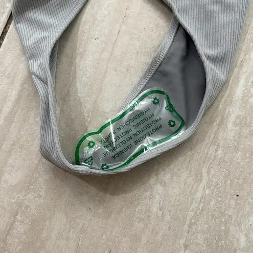 Morning Dip Silver Gray Ribbed Bikini Bathing Suit Set XS