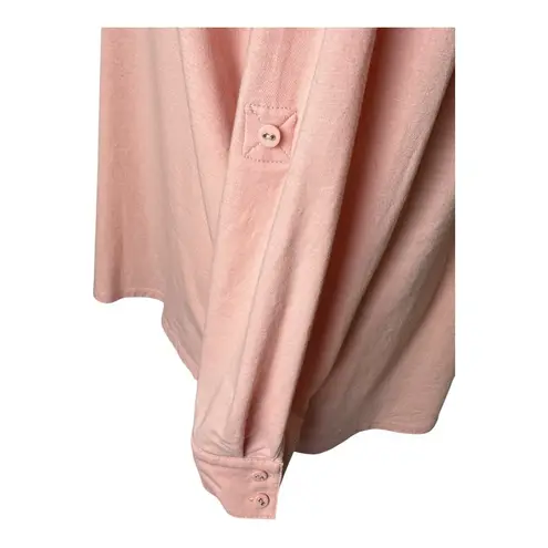 Tyler Boe Shirt Women Large Pink Knit Long Roll Tab Sleeve Button Down Preppy