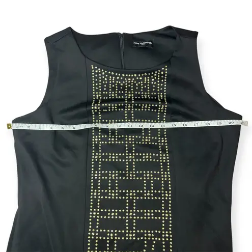 Karl Lagerfeld Paris Black Gold Studded Sleeveless Sheath Dress Career Sz 16