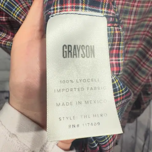 Grayson The Hero Button Down Plaid Red Navy White Yellow Size 2 Like New! Size L