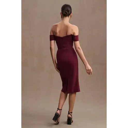 Dress the Population Bailey Off the Shoulder Body-Con Dress in Burgundy X-Small