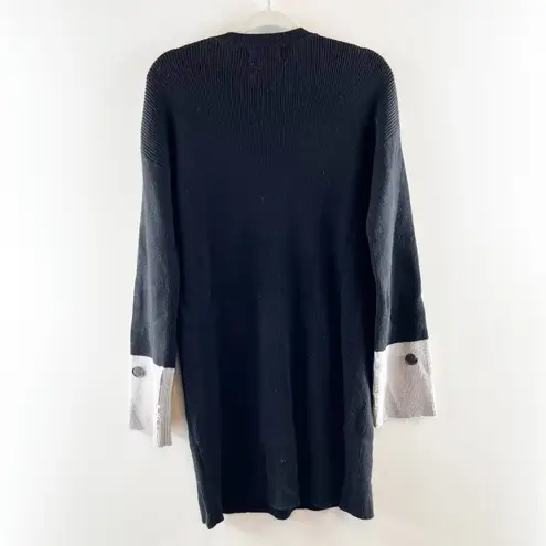 Naadam V Neck Wool Cashmere Mini Sweater Dress Black Gray Medium