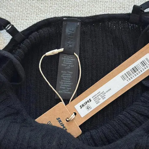 SKIMS Sheer Knit Cami Bodysuit in Onyx, Size XXS