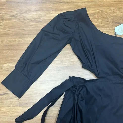 NWT Black One Shoulder Cut Out Side Wraped Tie Long Sleeve Bodycon Sz One Size