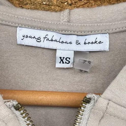 Young Fabulous and Broke  Zip Crop Hooded Sweatshirt