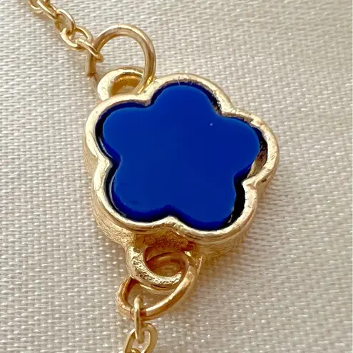 18K Gold Plated blue Clover bracelet stainless steel womens jewelry