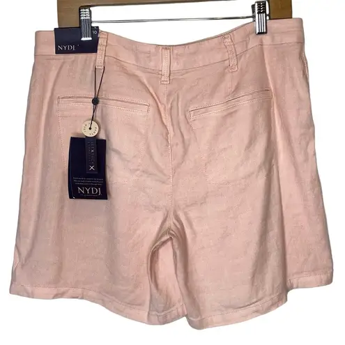  Linen High Rise Short Peach Relaxed Fit Pleated Shorts, NYDJ sz 10 / US 12