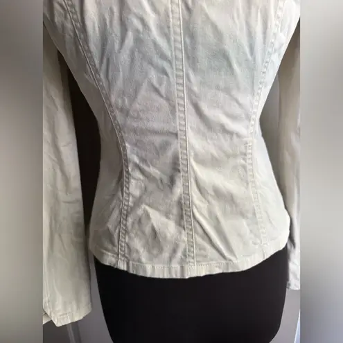 Vintage Y2K Bisou Bisou khaki zipper moto jacket, size 8 Tan