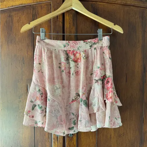 HEMANT & NANDITA NWT | Blush Georgette Cross Stitch Skirt in Coral | S Pink