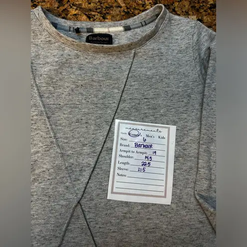 Barbour Summer Tartan Highland Overlayer Gray Crew Neck Sweatshirt sz 6