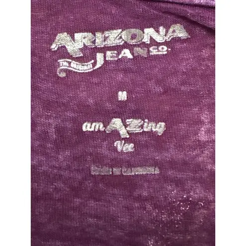 Arizona Jeans Arizona Jean Company Sheer Lightweight V Neck T Shirt Purple Size M