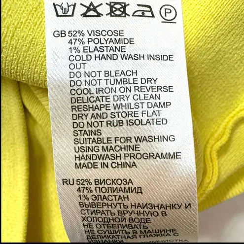 Reiss Sophia V-Neck Bodycon Top Tank Sleeveless Stretchy Yellow Size XS NWOT