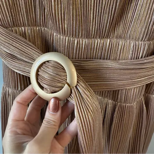 Mac Duggal 27062 Tiered Metallic Midi Dress Gold 4