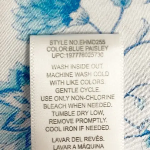 Draper James Cotton Poplin Ruffle Sleeve Sundress Blue White Paisley Size Small