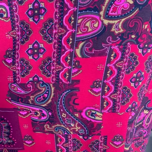 Vintage 90s Maxi Dress Red Paisley Patchwork Sleeveless Scoopneck Tie Waist 3X