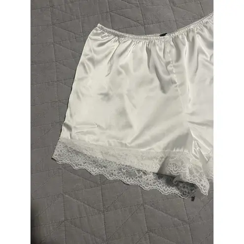 Beaudrm Satin Lace Knickers Womens S Panties Briefs Faux Silk Underwear Bloomers White