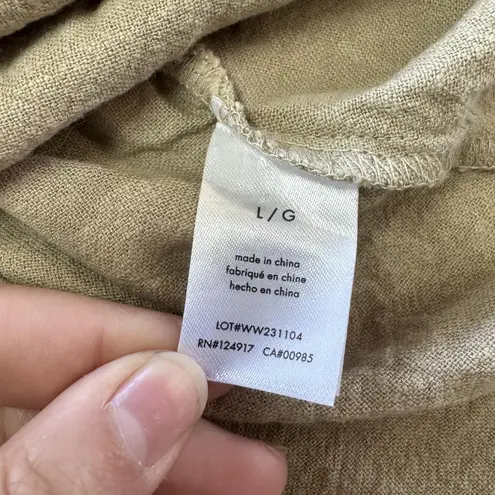 We Wore What Dress Womens Large Tan Scrunchie Linen Smocked Bodice Midi Sundress