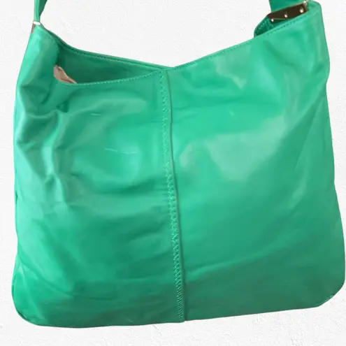 Badgley Mischka Green Leather Italian Jodie Tote Luxury Designer Shoulder Bag