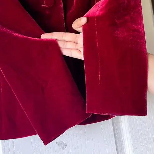 Stewart Parvin Velvet Button Jacket Red Silk Blend Tailored Size Small EUC