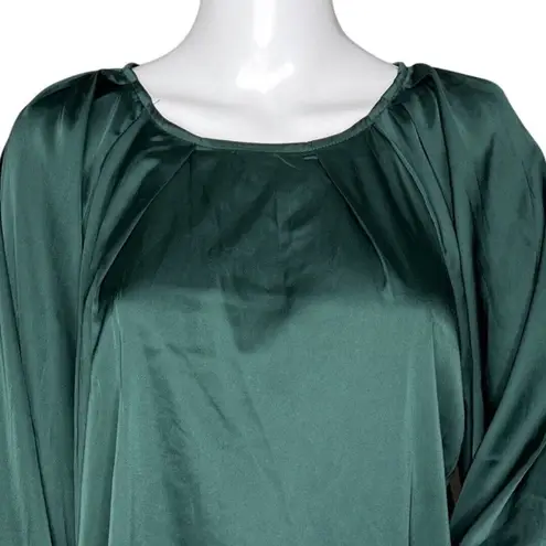 Mine Shirt Women Medium Green Satin Blouse Neutral Preppy Office Casual Bohemian